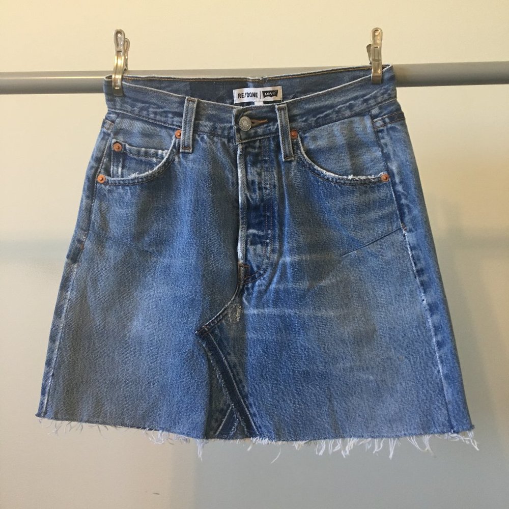 REDONE High Rise Mini Skirt - Picture 2 of 13
